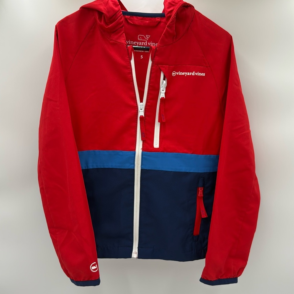 Boys' Packable Windbreaker Vineyard Vines Performance   Style 3O001083 Red Blue
